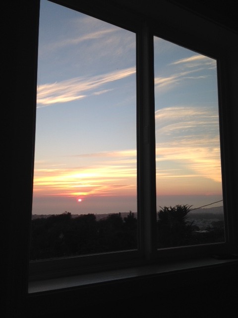 Coucher de soleil hors du placard du bureau