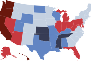 Carte américaine des États à code couleur indiquant le prix moyen du gaz dans chacun